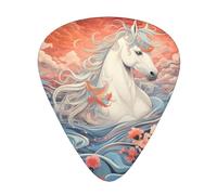 Horses in the River Prints - Plettri per chitarra, 12 pezzi, 3 diversi spessori, adatti per chitarre elettriche e acustiche