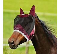 Horses, Maschera Cavallo Antimosche, Fly Shield Pro Bordeaux, Maglie Fini con Orecchie in Tessuto Forato e Naso Esteso per Protezione da Mosche e Moscerini, per la Protezione del Cavallo, Taglia XL