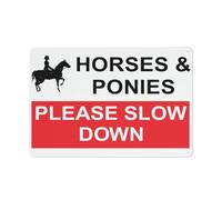 Horses & Ponies Please Slow Down Sign Safe Sign, Signs Outdoor, 30,5 x 20,3 cm, cartello per casa, affari, vialetto di allarme