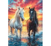Horses Running in Magical Forest Puzzle 1000 Pezzi Per Natale Feste E Compleanni Fairy Tale Scenery Cartoon Rompicapo Intelligente Idea Regalo Per Lui Padre E Fratello in Ogni Occasione 1000 PCS