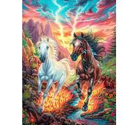 Horses Running in Magical Forest Puzzle 300 Pezzi Sfida Impossibile Difficile Fairy Tale Cute Animal Rompicapo Per Adulti Amanti Del Puzzle Rilassamento E Stimolo Intellettuale Regalo Lui 300 PCS