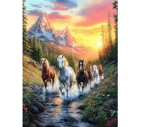 Horses Running in Mountains Rompicapo 500 Pezzi Per Regalo Di Epifania Cartone Spesso Per Bambini Fantasy Animal Plant Attività Educativa Per Tutta La Famiglia Edizione Limitata Da Passatempo 500 PCS
