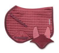 Horses Sottosella Salto+Cuffietta Edith, Morbido e Resistente, Indispensabile per Proteggere Il Cavallo da Traumi e Shock Eccessivi, Sobrio ed Elegante (Full, Bordeaux)