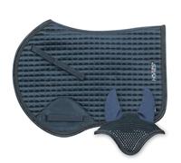 Horses Sottosella Salto+Cuffietta Edith, Morbido e Resistente, Indispensabile per Proteggere Il Cavallo da Traumi e Shock Eccessivi, Sobrio ed Elegante (Full, Blu)