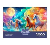 Horses Splash through Water by A Full Moon Puzzle Da 1000 Pezzi Horse Divertimento Di Ingegno Per Adulti E Bambini 52x38cm/1000pcs