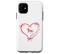 Horseshoe Bow Coquette Heart Horse Mom Girl Horseback Riding Custodia per iPhone 11