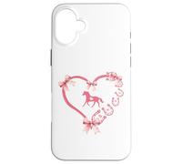 Horseshoe Bow Coquette Heart Horse Mom Girl Horseback Riding Custodia per iPhone 16 Plus