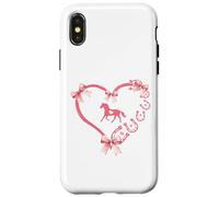 Horseshoe Bow Coquette Heart Horse Mom Girl Horseback Riding Custodia per iPhone X/XS