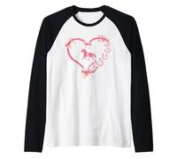 Horseshoe Bow Coquette Heart Horse Mom Girl Horseback Riding Maglia con Maniche Raglan