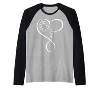 Horseshoe Heart Love Cute Equestrian Art for Horse Mom Girls Maglia con Maniche Raglan
