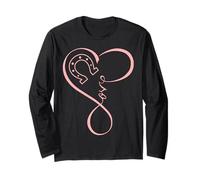 Horseshoe Heart Love Equestrian Funny for Horse Girls Mom Maglia a Manica