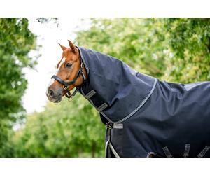 Horseware Ireland Rambo Supreme Hood 50g Navy/Thunderstorm Grey & Silver - XL