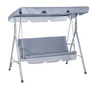 Hortan Dondolo Altalena 3 Posti Con Tetto Parasole Regolabile, Struttura In Acciaio E Tessuto Impermeabile Per Arredo Giardino, Terrazzo e Balcone
