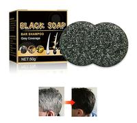 Horuili® 2 Pezzi Sapone per la Copertura dei Capelli Grigi, Sapone Naturale per la Rimozione dei Capelli Grigi, Saponetta Compressa per Scurire i Capelli, Barra di Sapone per Tintura per Capelli Nera