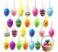 Horuili® 24 Pezzi Uova di Pasqua da Appendere, Decorazione Uova di Pasqua, Uova di Pasqua in Plastica, per la Decorazione Esterna e Interna Camera da Letto Soggiorno Giardino Decorazioni (Color-2)