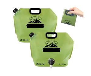 Horuili® Sacche d'acqua pieghevoli, serbatoi d'acqua, 2 pezzi da 8L portabili e ripiegabili, potabile riutilizzabile con coperchio ermetico, adatto per escursioni, campeggio