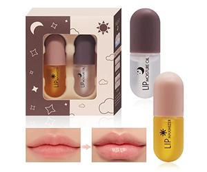 Horuili® Volumizzante Labbra, Set Lip Plumper, Lucidalabbra Trasparente, Natural Lip Enhancer & Siero per la cura delle labbra, Idrata e Riduce le Rughe, Lasciando le Labbra più piene e Idratate