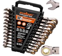 HORUSDY Set di chiavi combinate a cricchetto metriche da 8-19 mm, con organizer, 72 denti, in acciaio al cromo vanadio, 12 pezzi