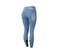 HORZE Kaia Pantaloni da Equitazione a Vita Alta in Denim con Full Seat in Silicone da Donna, Blu, 38