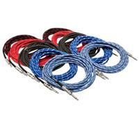 Hosa 3GT-PAK, Cloth Guitar Cable, Hosa Straight to Same, 18 ft, Assorted Colors, 10 pc