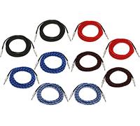 Hosa 3GT-PAK, Cloth Guitar Cable, Hosa Straight to Same, 18 ft, Assorted Colors, 10 pc