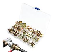 Hose Clamps Kit - Metal, Assorted Sizes 0.6-1.7cm Small Hose Clamps Set | 100 Pieces With Storage Box, Heavy Duty Pipe Repair, Automotive, Boat, Lawn Mower, DIY And Craft Use