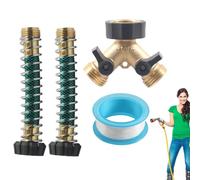 Hose Splitter, Quick Connect Faucet Splitter with Spring Protector, Leak Proof 2 Way Valve Adapter, Heavy Duty 3x4 Inch Spigot Connector for Efficient Garden and Yard Watering