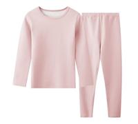 Hoseay Biancheria Intima Termica Bambino, Set Intimo Termico Ragazze, Maglia e Pantaloni Foderato in Pile 2 Pezzi Abbigliamento Caldo per Sport Sci Autunno Inverno 7-8 Anni, Rosa