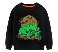 Hoseay Felpa Bambino Halloween Cotone Girocollo Teschi Zucche Pullover Ragazzi Manica Lunga Senza Cappuccio Maglietta Casual Sweatshirt Maglione Regalo Bambini Halloween 6-7 Anni, Nero