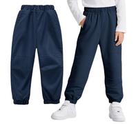Hoseay Pantaloni Trekking Softshell Bambini Impermeabili, Traspiranti Fodera a Rete Pantalone da Sportivi Vita Elasticizzata con Tasche, Pantaloni Outdoor per Ragazzi 7-8 Anni, Blu