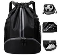 Hoseay Sacca Sportiva Coulisse Impermeabile Borsa Palestra Grande Resistente Traspirante Zaino Spiaggia per Ragazza/o Donna Uomo, Nero