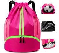 Hoseay Sacca Sportiva Palestra Zaino Palestra Impermeabile Donna con Portascarpe e Scomparto Bagnato Zaino Sportivo con Coulisse Grande Zaino Sport Calcio per Scuola Spiaggia Nuoto, Rosa