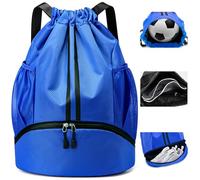 Hoseay Sacca Sportiva Palestra Zaino Palestra Impermeabile Uomo con Portascarpe e Scomparto Bagnato Zaino Sportivo con Coulisse Grande Zaino Sport Calcio per Scuola Spiaggia Nuoto, Blu