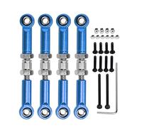 HOSEONFN Adjustable Servo Links Tie Rod for FMS 1/24, for FCX24 RC Car, High Accuracy Aluminum Alloy Iron RC Steering Pull Rod, 4pcs Set, Durable Construction, Enhanced Control, Sm (Blu)