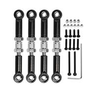 HOSEONFN Adjustable Servo Links Tie Rod for FMS 1/24, for FCX24 RC Car, High Accuracy Aluminum Alloy Iron RC Steering Pull Rod, 4pcs Set, Durable Construction, Enhanced Control, Sm (Nero)