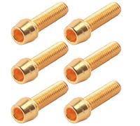 HOSEONFN Bullone a Vite per Stelo M5x18mm con Parti del Manubrio dello sterzo della Bici in Acciaio distanziale (Oro Una Carta/6 Pezzi)