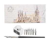 Hoseonfn Calligraphy Pen, per fiori retrò durevoli stretta di stretta di mano, dip penna per insegnanti, anziani, regali amanti (SP124Silver Silver)