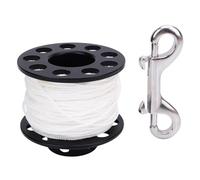 HOSEONFN Mulinello da sub con bobina a dito, filo bianco da 40 m, morsetto a doppia estremità da 90 mm, compatto, ideale per immersioni tecniche in grotta, relitti e in sicurezza.