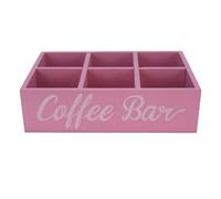 HOSEONFN Organizzatore per stazione caffè Accessori bar caffè in legno Organizzatore per bancone Porta cialde caffè Scatola portaoggetti Dispenser bustine di tè 6 scomparti Rosa