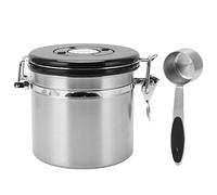 HOSEONFN per contenitore per la conservazione dei chicchi di caffè, contenitore ermetico in acciaio inossidabile per l'organizzazione della dispensa della, include misurino da 30 (Argento)