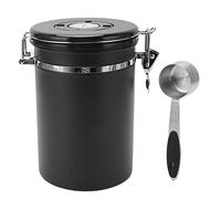 HOSEONFN per contenitore per la conservazione dei chicchi di caffè, contenitore ermetico in acciaio inossidabile per l'organizzazione della dispensa della, include misurino da 30 (Nero)