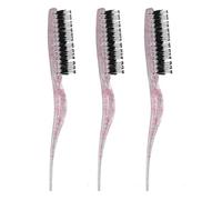 HOSEONFN Spazzola per cotonare i capelli, Aumenta il volume, Strumento per lo styling con setole in nylon, Design a coda appuntita per la riga, Portatile per uomini e donne (Rosso glitterato)