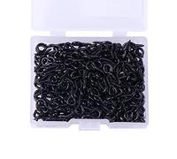 Hosfairy 300 mini spilli a vite con occhiello, piccoli perni a occhiello, ganci per lavori artistici fai da te, gioielli fai da te, accessori per perline (0,5 x 1 cm) (nero scuro)