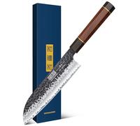 HOSHANHO 18 cm Coltello Santoku da Cucina, Affilata Coltelli da Cucina | Professionale Coltello da Chef Santoku Giapponese in 10Cr15MoV Super Acciaio con Manico in Legno Ottagonale