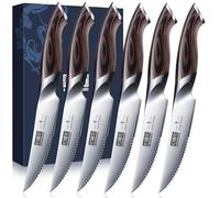 HOSHANHO Coltelli da Bistecca Set di 6, Coltelli da Bistecca Seghettati