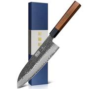 HOSHANHO Coltello Santoku da 18 cm, Coltello da Chef Giapponese Forgiato a Mano, Coltello da Cucina Ultra Affilato in Acciaio ad Alto Tenore di Carbonio con Manico Ottagonale in Palissandro
