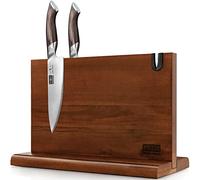 HOSHANHO Porta Coltelli da Cucina - Ceppo Portacoltelli Doppio Lato Magnetico - Ceppo coltelli in Acacia - Blocco Magnetico per Coltelli