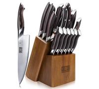 HOSHANHO Set Coltelli da Cucina 16 PCS, Professionali Set Coltello da Chef | Coltello da Cucina Ultra Affilati in Acciaio Inossidabile Giapponese con Affilatore, con Manico in Legno di Pakka