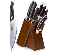 HOSHANHO Set Coltelli da Cucina, 8 PCS Set di Coltelli da Cucina con Blocco | Set Coltelli da Cucina Professionali Ultra Affilati in Super Steel Giapponesi con Ceppo di Legno e Forbici