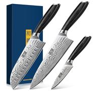 HOSHANHO Set Coltelli da Cucina da 3 Pezzi, Set di Coltello da Cucina Professionali in Acciaio in Polvere ad Alto Tenore di Carbonio, Set di Coltelli da Chef Ultra Affilati